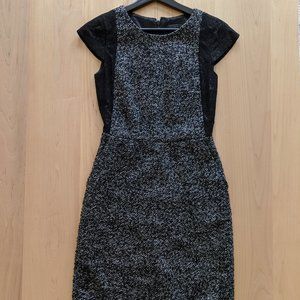 J. Crew Tweed and Lace Black Dress